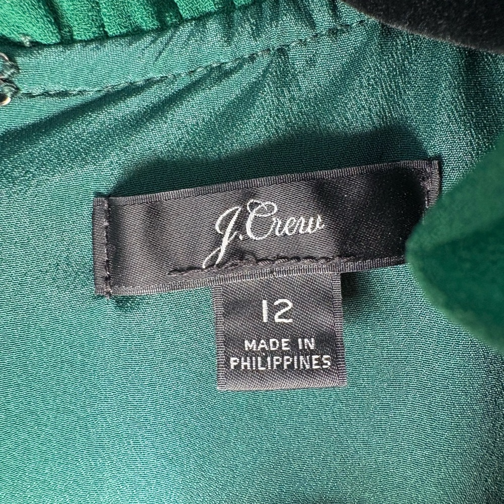 J.Crew Green Ruffle Neck Dress - Picture 3 of 3